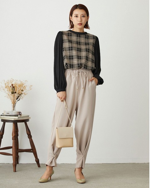 NICOLE white（ニコルホワイト）の「ジャガードチェック×楊柳デシンプルオーバー（Tシャツ/カットソー・レディース・ブラック系/グレー系・FREE）」の16枚目の写真