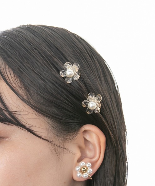 repipi armario(レピピ アルマリオ)の「フラワーパールチビクリップ(その他ヘアアクセサリー・キッズ・ブラック/その他/ダークブラウン/ホワイト・FREE)」の2枚目の写真