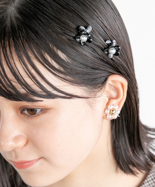 repipi armario(レピピ アルマリオ)の「フラワーパールチビクリップ(その他ヘアアクセサリー・キッズ・ブラック/その他/ダークブラウン/ホワイト・FREE)」の7枚目の写真