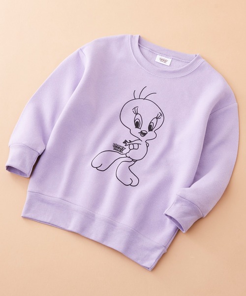 Tom&Jerry(トムアンドジェリー)の「【 TOM&JERRY / TWEETY 】トムとジェリー トゥイーティー プリント ビックシルエット スウェット キッズ(スウェット・キッズ・オートミール/ラベンダー/モカ/スカイブルー/チャコール/オフホワイト/ピンク/ブラウン/ブラック/ベージュ/杢グレー/ミント・150/130/120/110/140/160)」の11枚目の写真