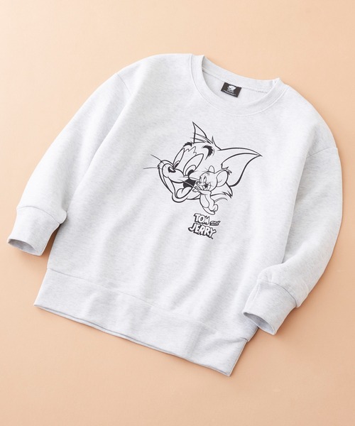 Tom&Jerry(トムアンドジェリー)の「【 TOM&JERRY / TWEETY 】トムとジェリー トゥイーティー プリント ビックシルエット スウェット キッズ(スウェット・キッズ・オートミール/ラベンダー/モカ/スカイブルー/チャコール/オフホワイト/ピンク/ブラウン/ブラック/ベージュ/杢グレー/ミント・150/130/120/110/140/160)」の9枚目の写真