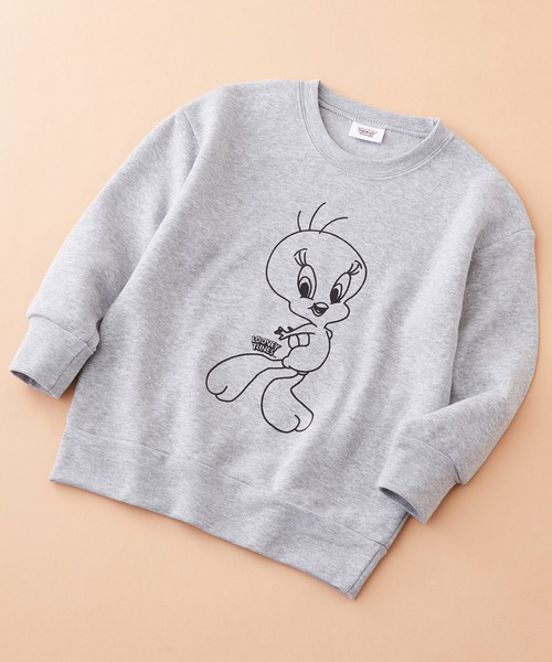 Tom&Jerry(トムアンドジェリー)の「【 TOM&JERRY / TWEETY 】トムとジェリー トゥイーティー プリント ビックシルエット スウェット キッズ(スウェット・キッズ・オートミール/ラベンダー/モカ/スカイブルー/チャコール/オフホワイト/ピンク/ブラウン/ブラック/ベージュ/杢グレー/ミント・150/130/120/110/140/160)」の4枚目の写真