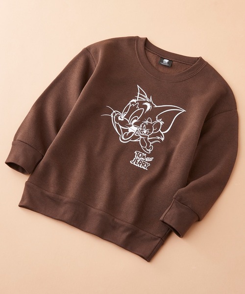 Tom&Jerry(トムアンドジェリー)の「【 TOM&JERRY / TWEETY 】トムとジェリー トゥイーティー プリント ビックシルエット スウェット キッズ(スウェット・キッズ・オートミール/ラベンダー/モカ/スカイブルー/チャコール/オフホワイト/ピンク/ブラウン/ブラック/ベージュ/杢グレー/ミント・150/130/120/110/140/160)」の6枚目の写真