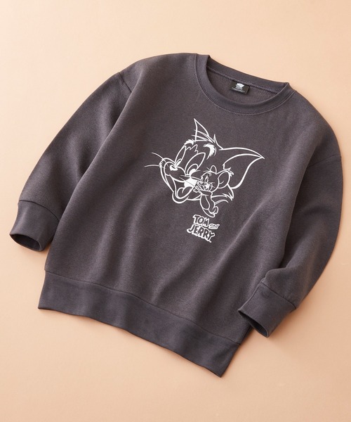 Tom&Jerry(トムアンドジェリー)の「【 TOM&JERRY / TWEETY 】トムとジェリー トゥイーティー プリント ビックシルエット スウェット キッズ(スウェット・キッズ・オートミール/ラベンダー/モカ/スカイブルー/チャコール/オフホワイト/ピンク/ブラウン/ブラック/ベージュ/杢グレー/ミント・150/130/120/110/140/160)」の5枚目の写真