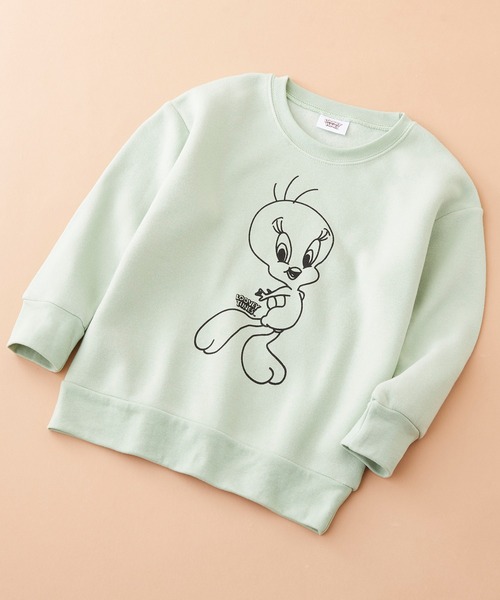 Tom&Jerry(トムアンドジェリー)の「【 TOM&JERRY / TWEETY 】トムとジェリー トゥイーティー プリント ビックシルエット スウェット キッズ(スウェット・キッズ・オートミール/ラベンダー/モカ/スカイブルー/チャコール/オフホワイト/ピンク/ブラウン/ブラック/ベージュ/杢グレー/ミント・150/130/120/110/140/160)」の1枚目の写真