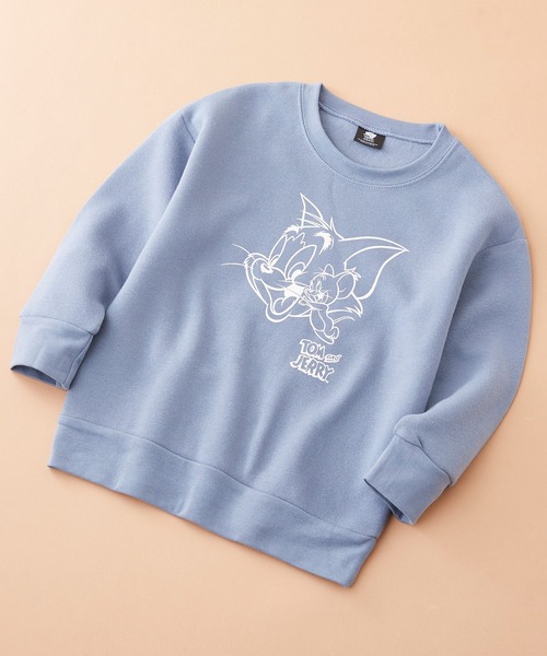 Tom&Jerry(トムアンドジェリー)の「【 TOM&JERRY / TWEETY 】トムとジェリー トゥイーティー プリント ビックシルエット スウェット キッズ(スウェット・キッズ・オートミール/ラベンダー/モカ/スカイブルー/チャコール/オフホワイト/ピンク/ブラウン/ブラック/ベージュ/杢グレー/ミント・150/130/120/110/140/160)」の10枚目の写真