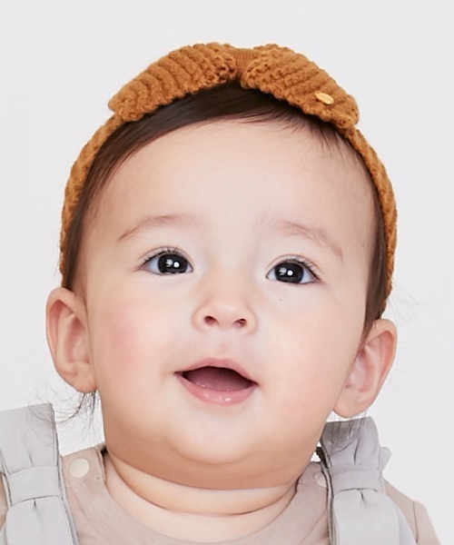 petit main（プティマイン）の「ニットヘアバンド（ヘアバンド・キッズ・アイボリー/キャメル/ライトピンク・FREE）」の3枚目の写真