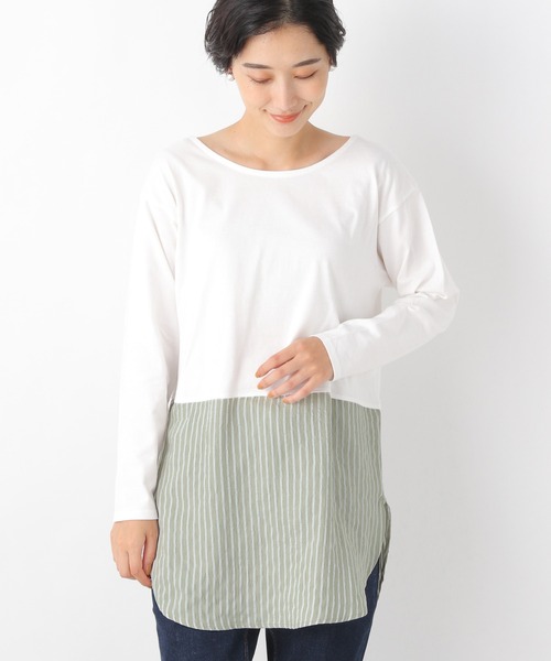 LEPSIM（レプシィム）の「2WAYシャツレイヤードカットソー　227734（Tシャツ/カットソー・レディース・ライトブルー/グレイッシュベージュ/オフホワイト・MEDIUM/LARGE）」の5枚目の写真