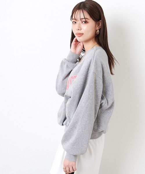 EVERLAST(CROSSPLUS ONLINE)(エバーラスト)の「ビッグロゴプリント ボリューム袖トレーナー(その他トップス・レディース・ベージュ/ネイビー/杢グレー・LL/M/L)」の18枚目の写真