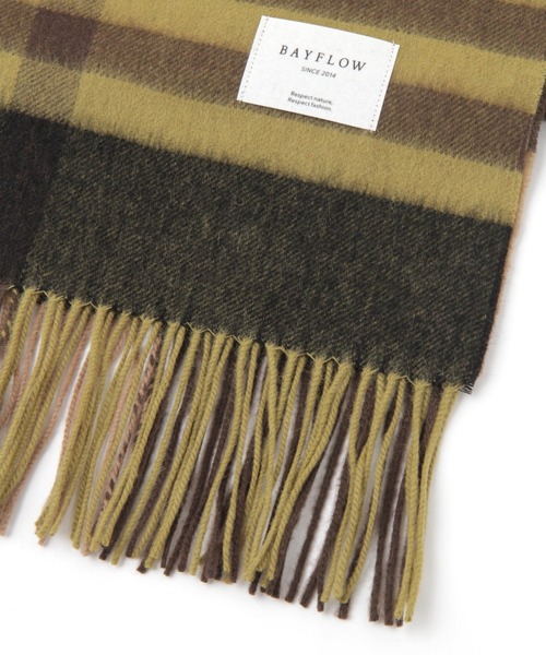 BAYFLOW（ベイフロー）の「ウールチェックマフラー（マフラー・メンズ・グレー/レッド/イエロー・FREE）」の10枚目の写真