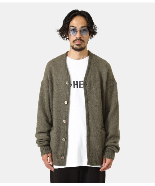 PORT BY ARK（ポートバイアーク）の「PORT BY ARK / ポートバイアーク：Mohair Cardigan：PO10-K001[COR]（カーディガン/ボレロ・メンズ・カーキ/グレー・1/2）」の5枚目の写真