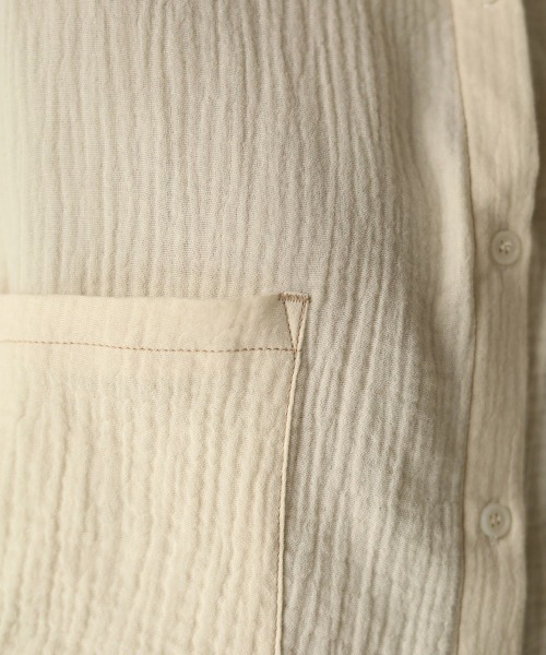 Bab（バブ）の「配色ステッチダブルガーゼビッグシャツ（シャツ/ブラウス・レディース・ライトブルー/アイボリー/Cream・M）」の12枚目の写真