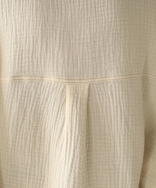 Bab（バブ）の「配色ステッチダブルガーゼビッグシャツ（シャツ/ブラウス・レディース・ライトブルー/アイボリー/Cream・M）」の6枚目の写真