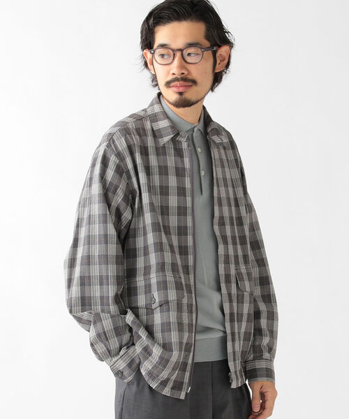 BEAMS PLUS（ビームスプラス）の「BEAMS PLUS / シアサッカー チェック ジッパー ブルゾン（ブルゾン・メンズ・グレー系その他/ブラウン系その他・MEDIUM/SMALL/LARGE/X-LARGE）」の13枚目の写真