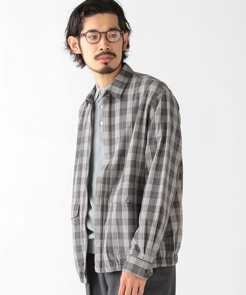 BEAMS PLUS（ビームスプラス）の「BEAMS PLUS / シアサッカー チェック ジッパー ブルゾン（ブルゾン・メンズ・グレー系その他/ブラウン系その他・MEDIUM/SMALL/LARGE/X-LARGE）」の7枚目の写真