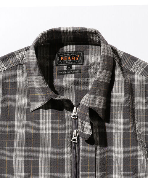 BEAMS PLUS（ビームスプラス）の「BEAMS PLUS / シアサッカー チェック ジッパー ブルゾン（ブルゾン・メンズ・グレー系その他/ブラウン系その他・MEDIUM/SMALL/LARGE/X-LARGE）」の4枚目の写真