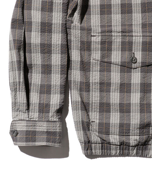 BEAMS PLUS（ビームスプラス）の「BEAMS PLUS / シアサッカー チェック ジッパー ブルゾン（ブルゾン・メンズ・グレー系その他/ブラウン系その他・MEDIUM/SMALL/LARGE/X-LARGE）」の10枚目の写真