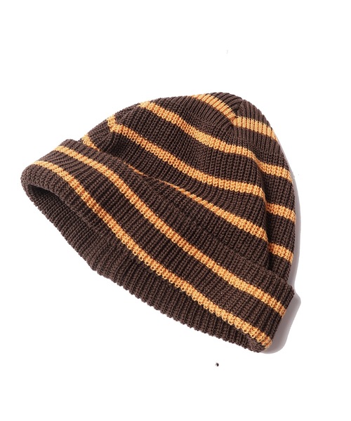 wonderland(ワンダーランド)の「Border beanie(ニットキャップ/ビーニー・メンズ・ブラウン/サックスブルー・ONESIZE)」の2枚目の写真