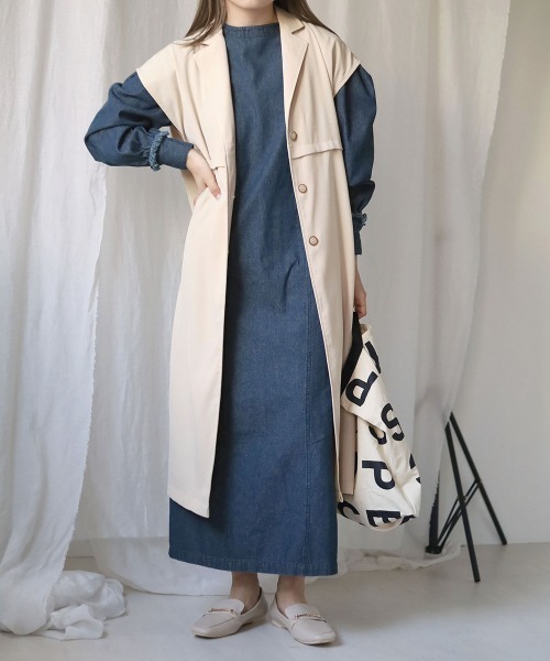 Bab（バブ）の「パフスリーブデニムワンピース（ワンピース・レディース・インディゴブルー/ブルー・M）」の13枚目の写真