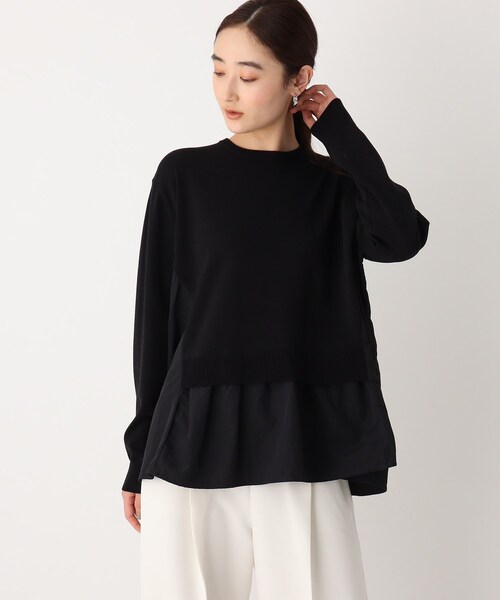 OPAQUE.CLIP（オペークドットクリップ）の「◆ドッキングフレアニットプルオーバー【WEB限定サイズ】（ニット/セーター・レディース・サンドベージュ/ホワイト系/ブラック・42/40/38）」の2枚目の写真