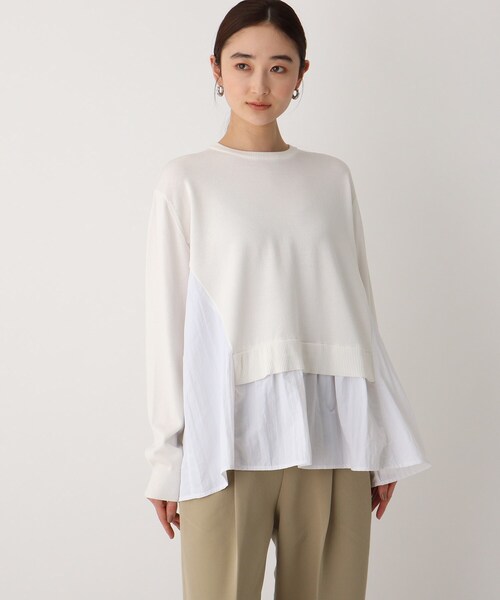 OPAQUE.CLIP（オペークドットクリップ）の「◆ドッキングフレアニットプルオーバー【WEB限定サイズ】（ニット/セーター・レディース・サンドベージュ/ホワイト系/ブラック・42/40/38）」の4枚目の写真