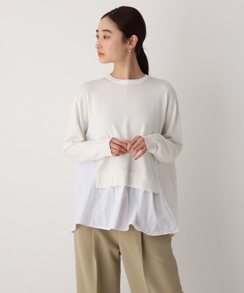 OPAQUE.CLIP（オペークドットクリップ）の「◆ドッキングフレアニットプルオーバー【WEB限定サイズ】（ニット/セーター・レディース・サンドベージュ/ホワイト系/ブラック・42/40/38）」の13枚目の写真