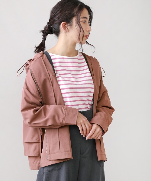 Bou Jeloud（ブージュルード）の「【WEB限定】シャークスキンバックフレアマウンテンパーカー（マウンテンパーカー・レディース・ベージュ/ピンク/モカ・FREE）」の13枚目の写真