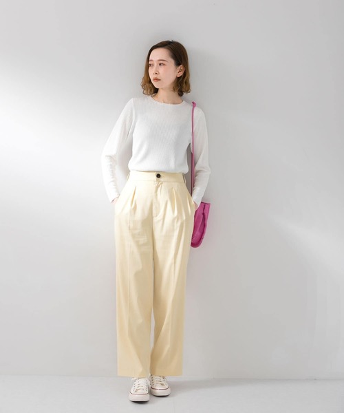 UR Lab.（アーバンリサーチラボ）の「サラサラリブクルーネックニット（ニット/セーター・レディース・チャコールグレー/ベージュ系その他/グリーン/ブラック/ホワイト・FREE）」の2枚目の写真