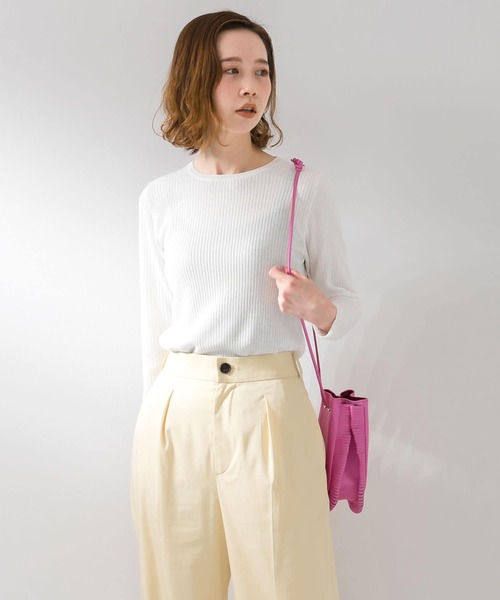 UR Lab.（アーバンリサーチラボ）の「サラサラリブクルーネックニット（ニット/セーター・レディース・チャコールグレー/ベージュ系その他/グリーン/ブラック/ホワイト・FREE）」の9枚目の写真