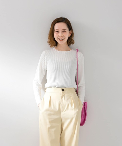 UR Lab.（アーバンリサーチラボ）の「サラサラリブクルーネックニット（ニット/セーター・レディース・チャコールグレー/ベージュ系その他/グリーン/ブラック/ホワイト・FREE）」の11枚目の写真