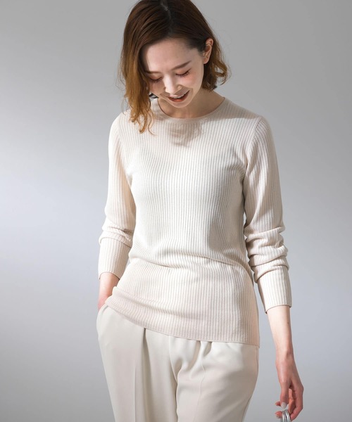 UR Lab.（アーバンリサーチラボ）の「サラサラリブクルーネックニット（ニット/セーター・レディース・チャコールグレー/ベージュ系その他/グリーン/ブラック/ホワイト・FREE）」の13枚目の写真