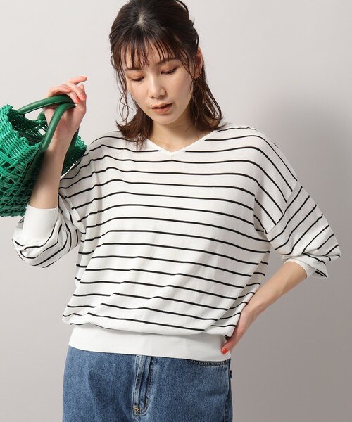SOUP(スープ)の「◆接触冷感・UVカット/前後2WAYニットプルオーバー(ニット/セーター・レディース・ホワイト系5/ベビーピンク/ダークブラウン/ライトブルー/ライトグレー/ブラック・13/09)」の2枚目の写真