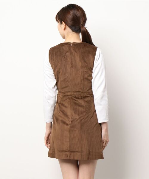 lissi Boutique（リージーブティック）の「【lissi Boutique】異素材切替シャツ風ミニワンピース（ワンピース・レディース・ブラック/ブラウン・FREE）」の14枚目の写真