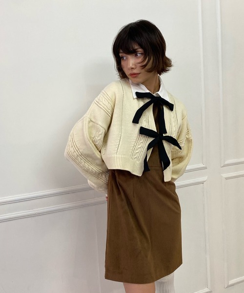 lissi Boutique（リージーブティック）の「【lissi Boutique】異素材切替シャツ風ミニワンピース（ワンピース・レディース・ブラック/ブラウン・FREE）」の13枚目の写真