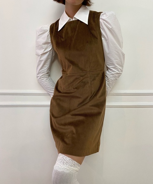 lissi Boutique（リージーブティック）の「【lissi Boutique】異素材切替シャツ風ミニワンピース（ワンピース・レディース・ブラック/ブラウン・FREE）」の12枚目の写真