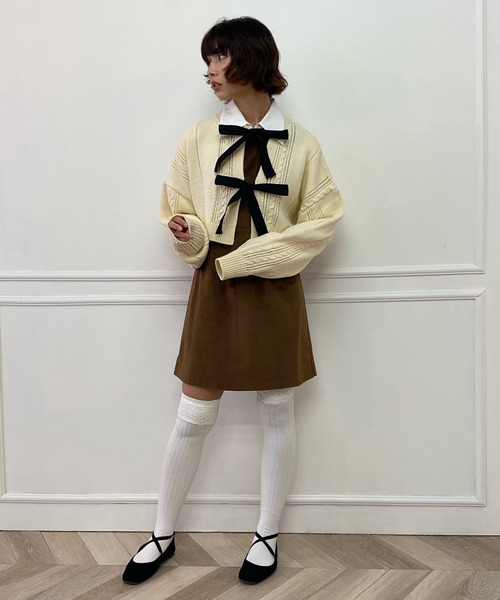 lissi Boutique（リージーブティック）の「【lissi Boutique】異素材切替シャツ風ミニワンピース（ワンピース・レディース・ブラック/ブラウン・FREE）」の4枚目の写真