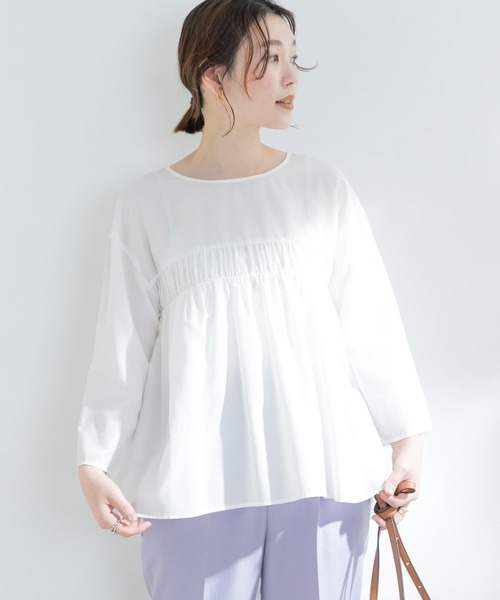 F by ROSSO（エフバイロッソ）の「F by ROSSO　イージーケアギャザーブラウス（シャツ/ブラウス・レディース・オレンジ系その他/ネイビー/ミント/オフホワイト・FREE）」の5枚目の写真