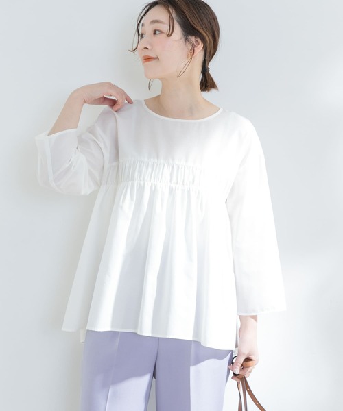 F by ROSSO（エフバイロッソ）の「F by ROSSO　イージーケアギャザーブラウス（シャツ/ブラウス・レディース・オレンジ系その他/ネイビー/ミント/オフホワイト・FREE）」の6枚目の写真