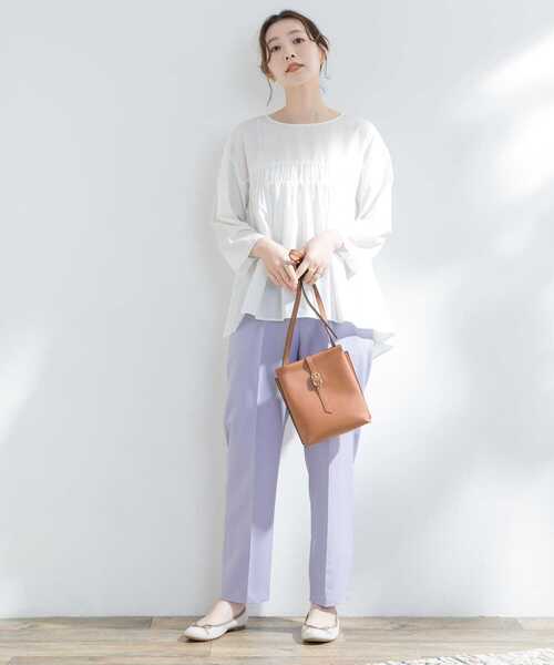 F by ROSSO（エフバイロッソ）の「F by ROSSO　イージーケアギャザーブラウス（シャツ/ブラウス・レディース・オレンジ系その他/ネイビー/ミント/オフホワイト・FREE）」の9枚目の写真