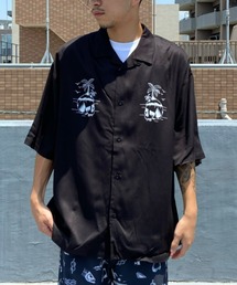 DC（ディーシー）の「DC/ディーシー オーバーサイズ オープンカラーシャツ 総柄/ドクロ レオパード 刺繍ロゴ DSH222001（シャツ/ブラウス）」