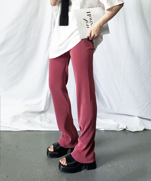 me+em select（ミームセレクト）の「【セルフカット】華奢見えカラープリーツパンツ【新色追加！！選べる１４色展開】（その他パンツ・レディース・パープル/グリーン/オレンジ/アイボリー/ブラック/ブルー/グリーン系その他/ダークグリーン/マスタード/ピンク系その他/テラコッタ/ブルー系その他/ライム/ピンク系その他2・MEDIUM）」の12枚目の写真