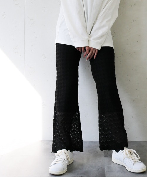 Per sist ence(パーシエンス)の「Per sist ence/パーシエンス レースニットソーフレアパンツ(その他パンツ・レディース・ブラック/ブルー/アイボリー・FREE)」の3枚目の写真