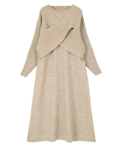 titivate(ティティベイト)の「コンビワンピース(ワンピース・レディース・グレイッシュベージュ・PS(XS-S))」の4枚目の写真