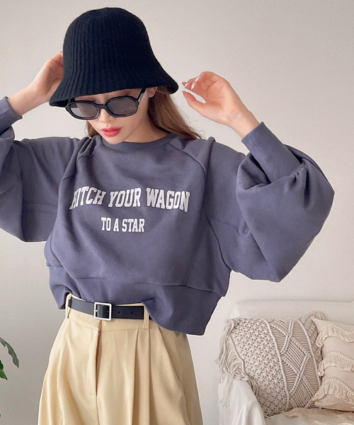 etade(エタード)の「【etade】logo short sweat etdwz22s001(スウェット・レディース・ネイビー/グレー/グリーン/アイボリー・FREE)」の4枚目の写真
