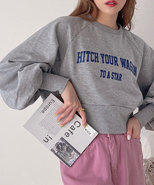etade(エタード)の「【etade】logo short sweat etdwz22s001(スウェット・レディース・ネイビー/グレー/グリーン/アイボリー・FREE)」の2枚目の写真