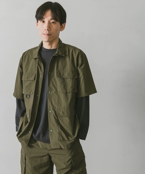 BURLAP OUTFITTER（バーラップアウトフィッター）の「『別注』BURLAP OUTFITTER×DOORS　SupplexNylon S/S SHIRTS（シャツ/ブラウス・メンズ・ダークグレー/オリーブ/ライトカーキ・LARGE/MEDIUM）」の11枚目の写真