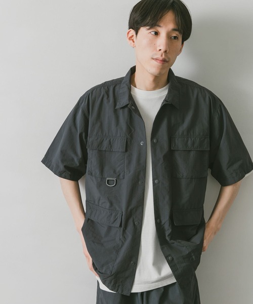 BURLAP OUTFITTER（バーラップアウトフィッター）の「『別注』BURLAP OUTFITTER×DOORS　SupplexNylon S/S SHIRTS（シャツ/ブラウス・メンズ・ダークグレー/オリーブ/ライトカーキ・LARGE/MEDIUM）」の4枚目の写真