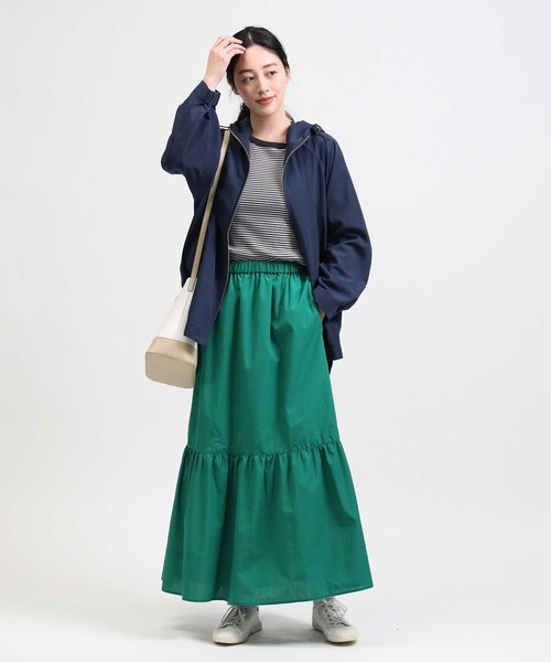 HONEYSUCKLE ROSE（ハニーサックルローズ）の「【HONEYSUCKLE ROSE】ワンティアードスカート（スカート・レディース・ホワイト×ネイビー/ホワイト×カーキブラウン/グリーン/ブラック・L/M）」の7枚目の写真