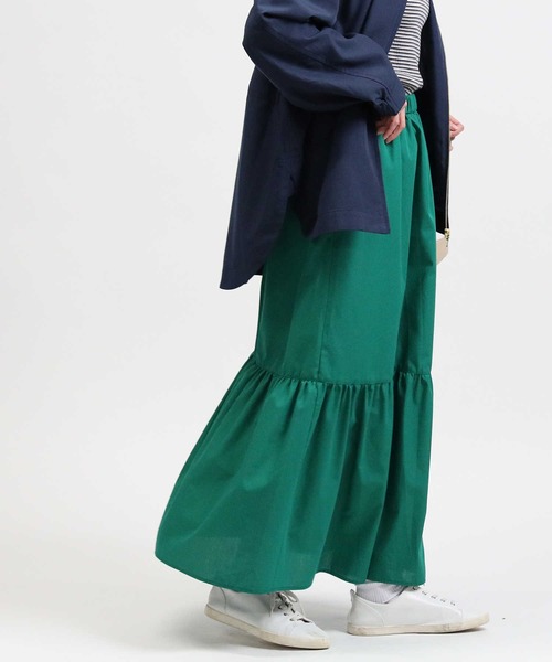 HONEYSUCKLE ROSE（ハニーサックルローズ）の「【HONEYSUCKLE ROSE】ワンティアードスカート（スカート・レディース・ホワイト×ネイビー/ホワイト×カーキブラウン/グリーン/ブラック・L/M）」の8枚目の写真