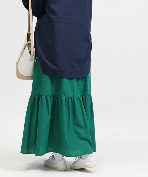 HONEYSUCKLE ROSE（ハニーサックルローズ）の「【HONEYSUCKLE ROSE】ワンティアードスカート（スカート・レディース・ホワイト×ネイビー/ホワイト×カーキブラウン/グリーン/ブラック・L/M）」の9枚目の写真